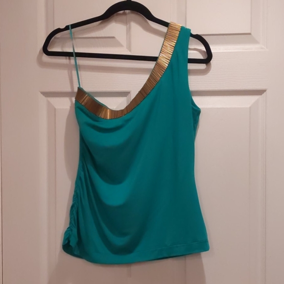 Cache Tops - Cache one sleeve green embellished top sz M